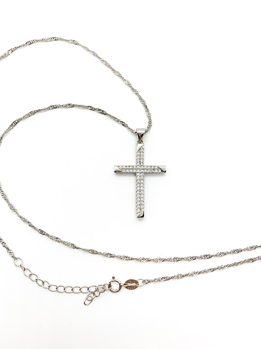 Silver Zirconia Cross Necklace – Faith Flows Co.