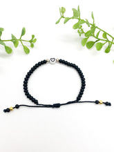 Load image into Gallery viewer, Black Beaded Bracelet with Heart
