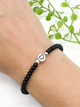 Load image into Gallery viewer, Black Beaded Bracelet with Heart
