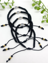 Load image into Gallery viewer, Black Beaded Bracelet with Heart
